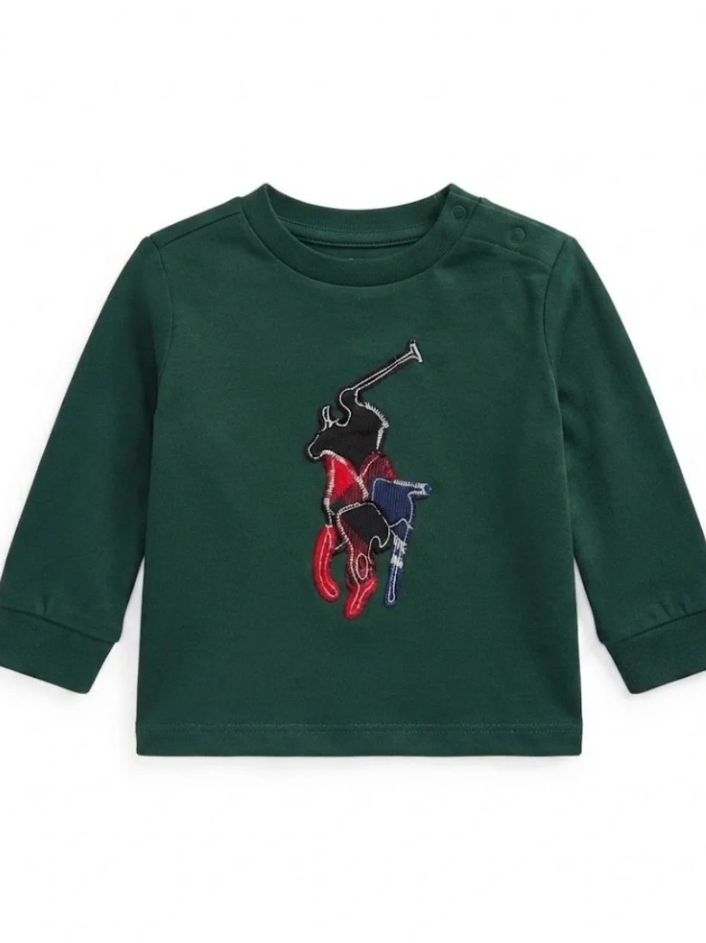 Ralph Lauren Dark Green Baby Polo Player Graphic Long-Sleeve Top